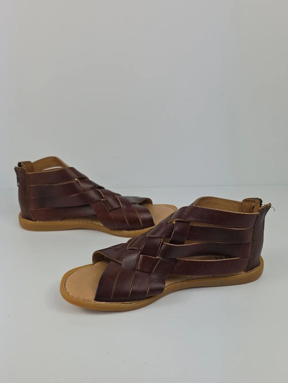 Børn Iwa Woven Brown Leather Women's Sandals Size 8